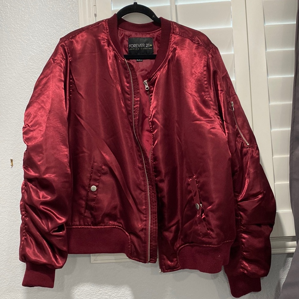 Plus Size Maroon/Red Bomber Jacket